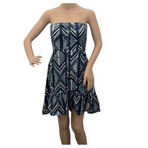 Quiksilver Womens Navy Blue & White Strapless Colorblock Ruffled Sundress Size S